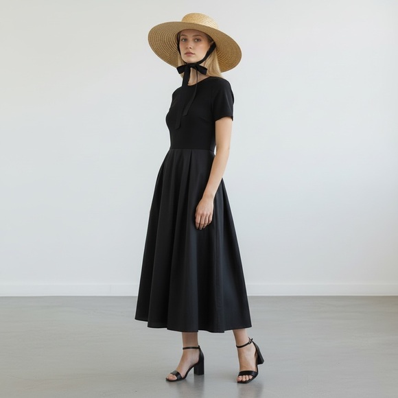 226 • Classic Straw Wide Brim Sun Hat w/Black Ribbon Tie main image 2